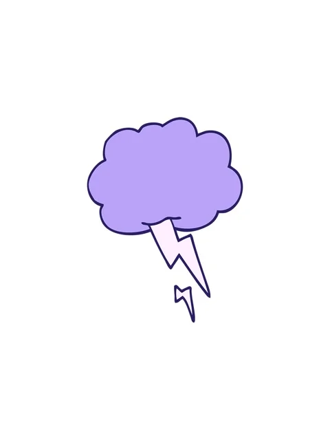Starburst effect animation of cartoon doodle storm cloud with lightning Stock Footage 324385796