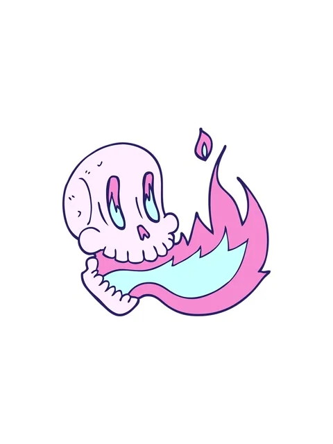 Starburst effect animation of cartoon doodle flaming skull Stock Footage 324401217