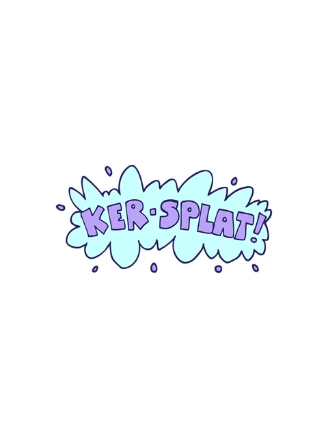 Starburst effect animation of cartoon doodle words ker splat Stock Footage 324472649