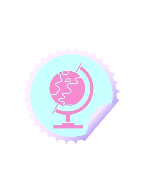 Starburst effect animation of circular peeling sticker cartoon of a world glo 库存影片 324326319