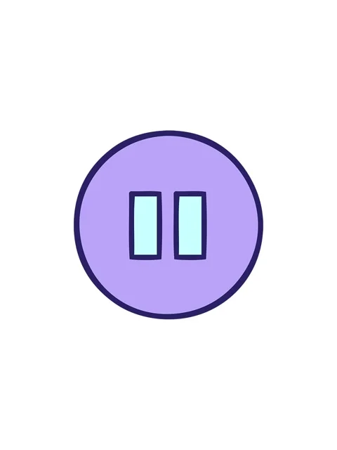 Starburst effect animation of cute cartoon of a pause button Stock Footage 324302045