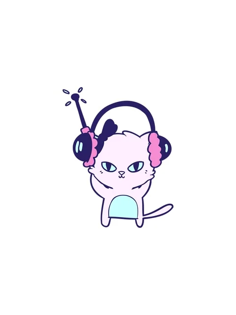 Starburst effect animation of cute cartoon cat with head phones Video stock 324320172