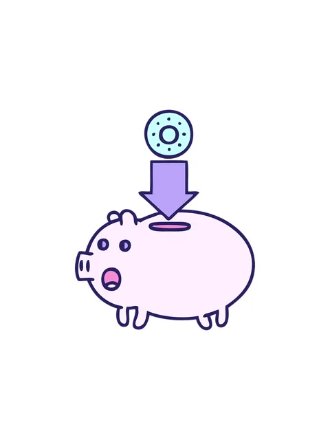 Starburst effect animation of cute cartoon of a piggy bank Stock Footage 324383374