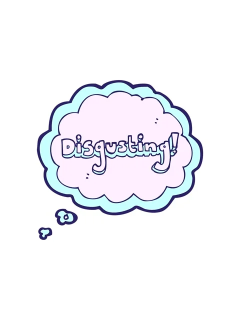 Starburst effect animation of disgusting word thought bubble cartoon Stock Footage 324252130