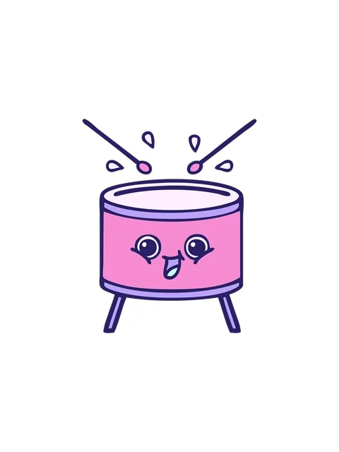 Starburst effect animation of fun cartoon of a drum Stock Footage 324238466
