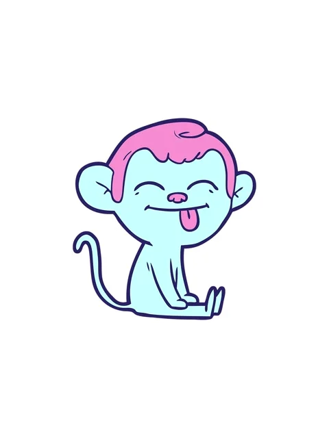 Starburst effect animation of funny cartoon monkey sitting Stock Footage 324273634