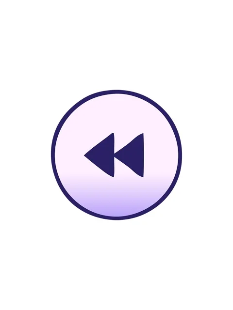 Starburst effect animation of gradient shaded cartoon of a rewind button Stock Footage 324112274
