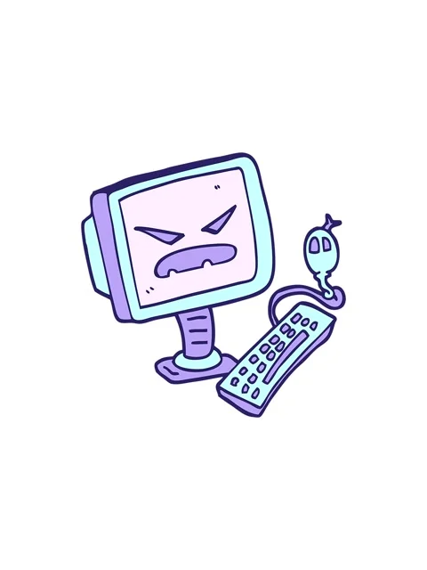 Starburst effect animation of hand drawn doodle style cartoon evil computer Stock Footage 324093195