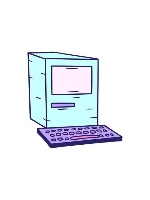 Starburst effect animation of hand drawn cartoon doodle of a computer and k.. Stock Footage 324123270
