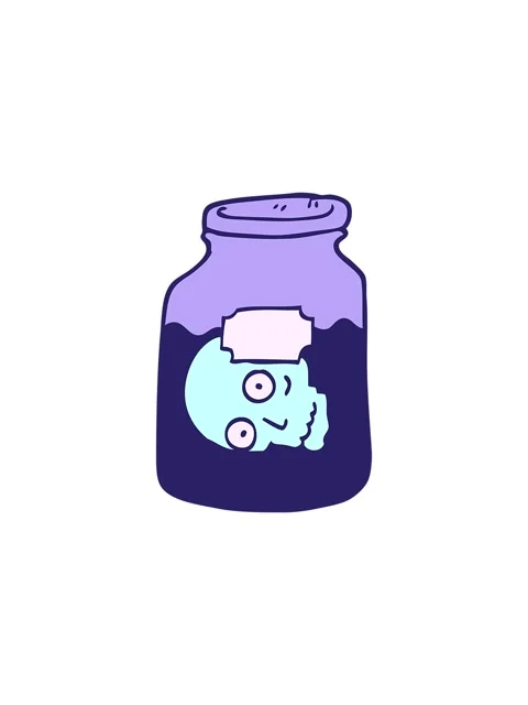 Starburst effect animation of hand drawn doodle style cartoon head in jar Video stock 324421830