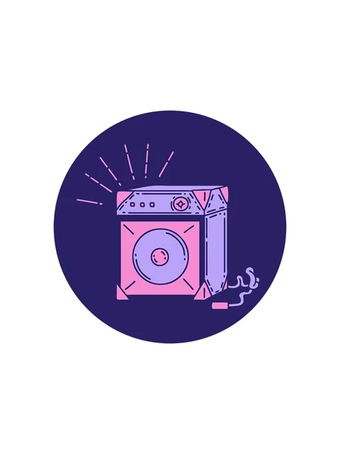 Starburst effect animation of icon of a tattoo style guitar amplifier Stock Footage 324140862