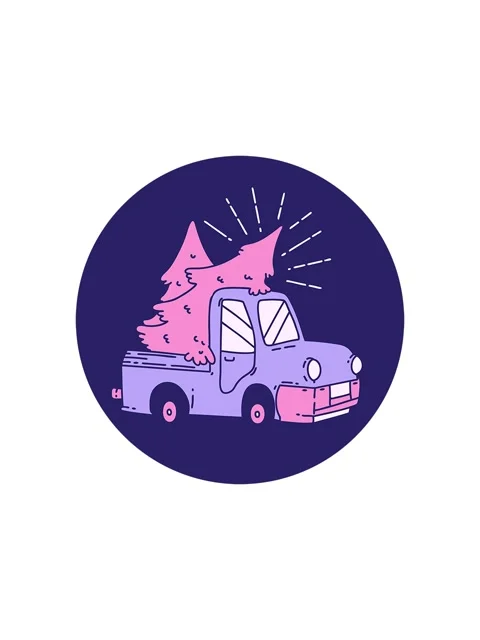 Starburst effect animation of icon of a tattoo style truck carrying trees Stock Footage 324219550