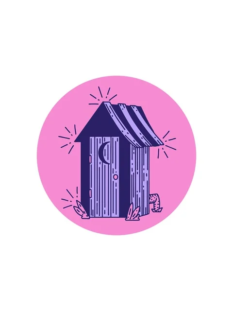 Starburst effect animation of icon of a tattoo style outdoor toilet Stock Footage 324416666