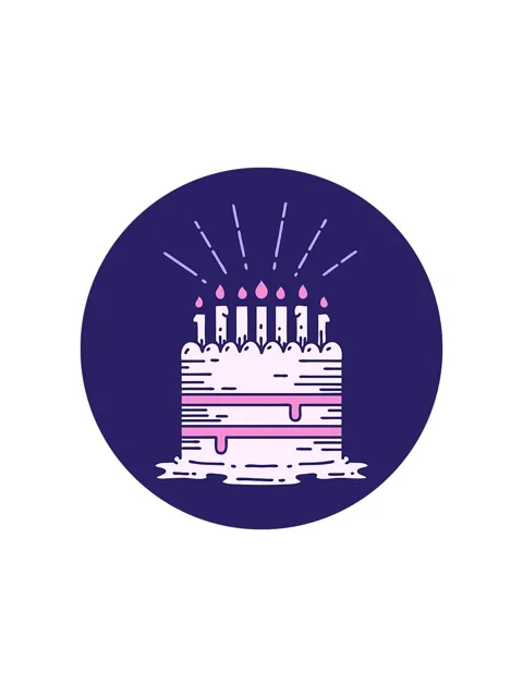 Starburst effect animation of icon of a tattoo style birthday cake Stock Footage 324428752