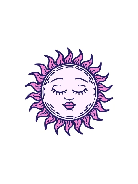 Starburst effect animation of iconic tattoo image of a shining sun Stock Footage 324245764