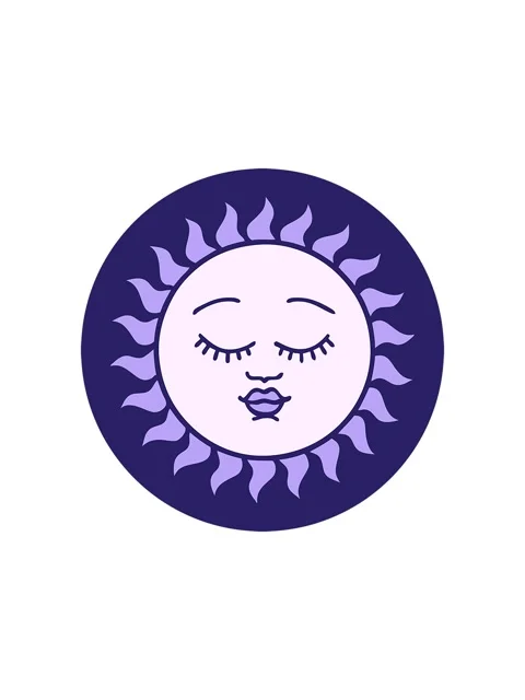 Starburst effect animation of iconic tattoo of a sun with face Stock Footage 324476341