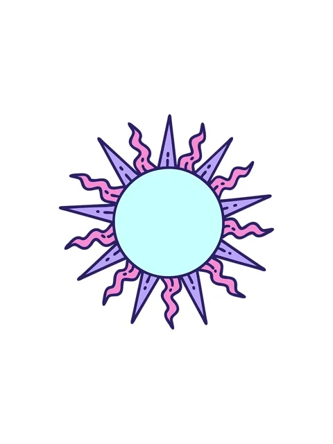 Starburst effect animation of iconic tattoo sun drawing Stock Footage 324483758