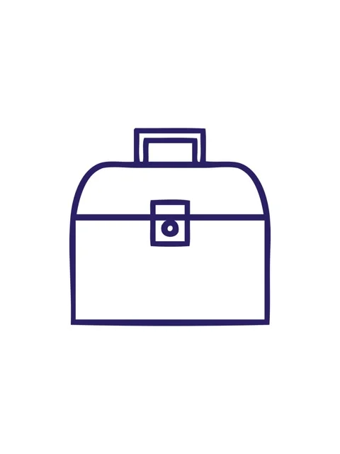 Starburst effect animation of line drawing cartoon of a metal case icon Stock Footage 324474615