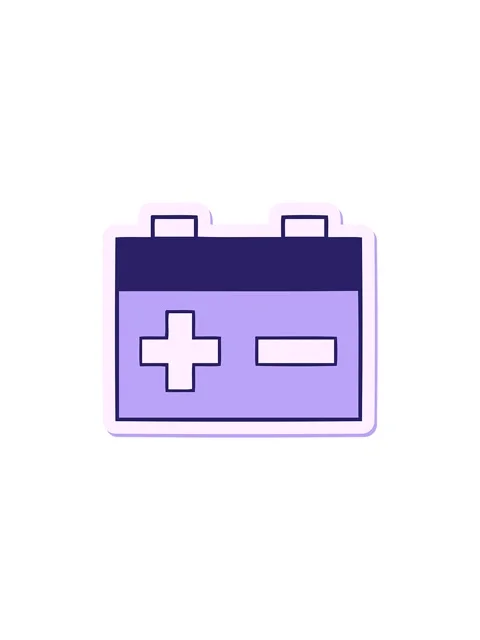 Starburst effect animation of sticker of a cute cartoon car battery Stock Footage 324173519