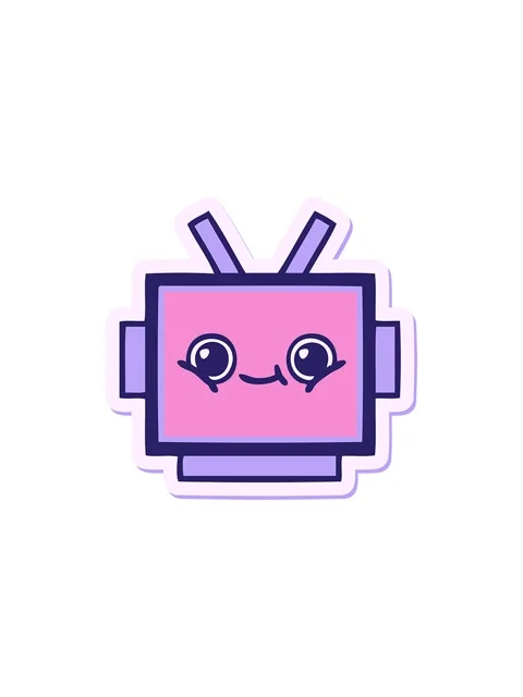 Starburst effect animation of sticker of a cute cartoon robot head Stock Footage 324258659