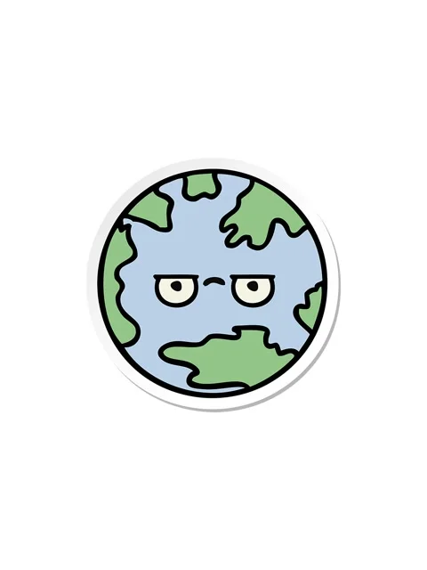Starburst effect animation of sticker of a cute cartoon planet earth Stock Footage 324448184