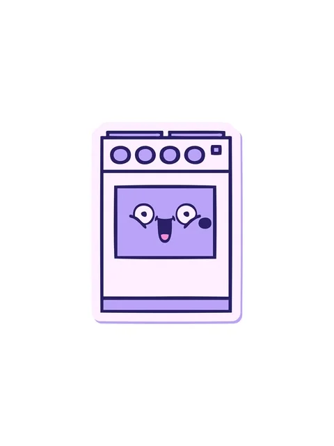 Starburst effect animation of sticker of a cute cartoon kitchen oven Video stock 324455690