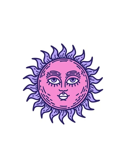 Starburst effect animation of tattoo style of sun with face Stock Footage 324424292