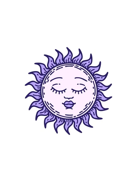 Starburst effect animation of a tattoo style image of a sun Stock Footage 324455317