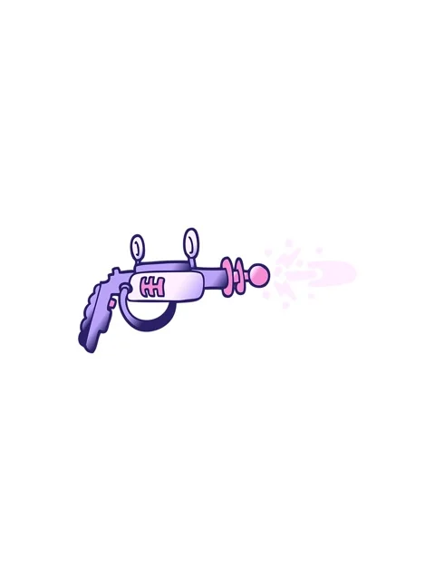 Starburst effect animation of vector gradient illustration cartoon ray gun Stock Footage 324309724