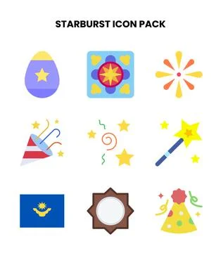 Starburst Flat Bundle Icons Pack Stock Illustration