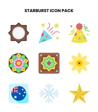 Starburst Flat Vector Icons Pack Stock Illustration