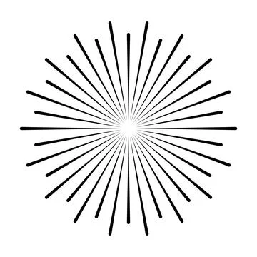 Starburst graphic vector with radiating lines creating a burst effect, repr.. Illustrazione stock