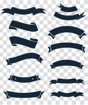 Starburst labels set. Ribbon elements. Vintage. Modern black colored simple ribb Illustrazione stock