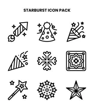Starburst Line Bundle Icons Pack Stock Illustration