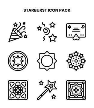 Starburst Line Vector Icons Pack Stock Illustration