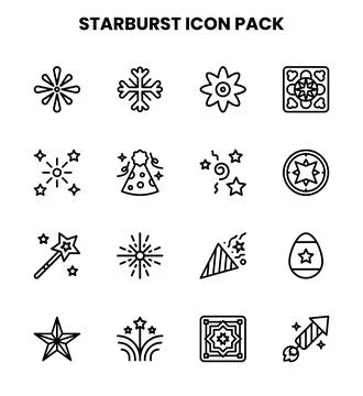 Starburst Line Vector Icons Pack Stock Illustration