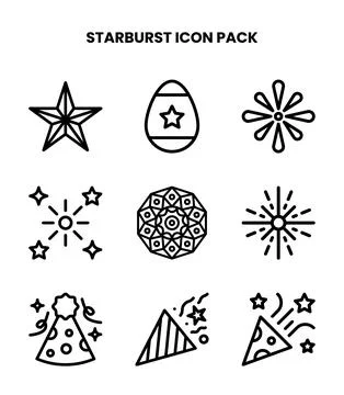 Starburst Line Vector Icons Pack Illustrazione stock