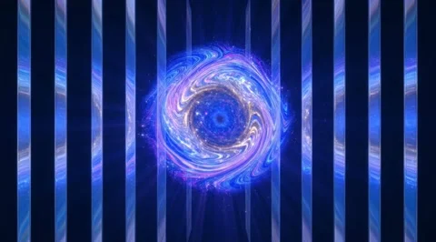 Starburst radiating light rays against a deep blue starry space background Stock Footage 331456070