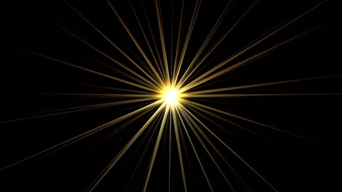 Starburst rays Golden Light Flare Emitting Sharp Symmetrical Beams on Black Stock Footage 346567344