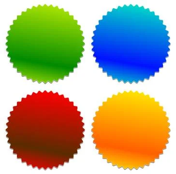 Starburst shaped badge, button shape with copyspace. Abstract badge, button o Illustrazione stock