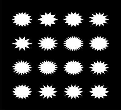 Starburst speech bubble set oval shape. A set of stars with different number of Stock Illustration