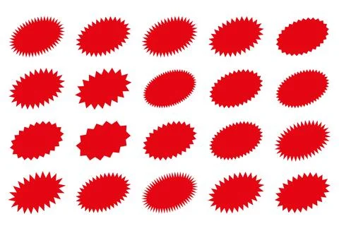 Starburst speech bubble set oval shape. Sunburst promotion tag. Stock Illustration