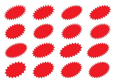 Starburst speech bubble set oval shape. Sunburst promotion tag. Stock Illustration