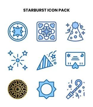 Starburst Two Colour Icons Pack Stock Illustration