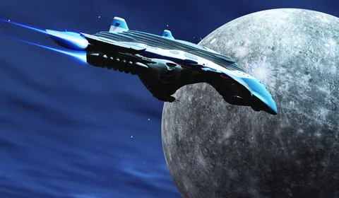 Starcruiser visits Mercury Stock Illustration