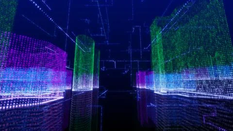 Stardust Digital City network technology concept イラスト素材