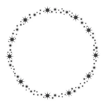 Stardust frame. Shiny star circle frame, starry glitter stamp and round magic Stock Illustration