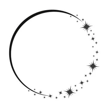 Stardust frame. Shiny star circle frame, starry glitter stamp and round magic Stock Illustration