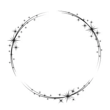 Stardust frame. Shiny star circle frame, starry glitter stamp and round magic Stock-Illustration