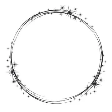Stardust frame. Shiny star circle frame, starry glitter stamp and round magic Stock Illustration